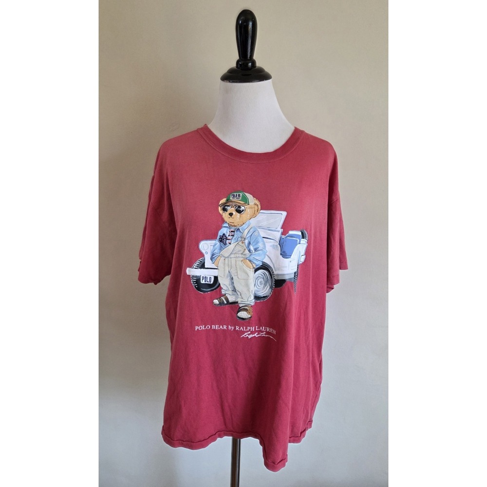 Polo Bear by Ralph Lauren Women's Red Graphic T‑Shirt XL – Vintage Car Beach...